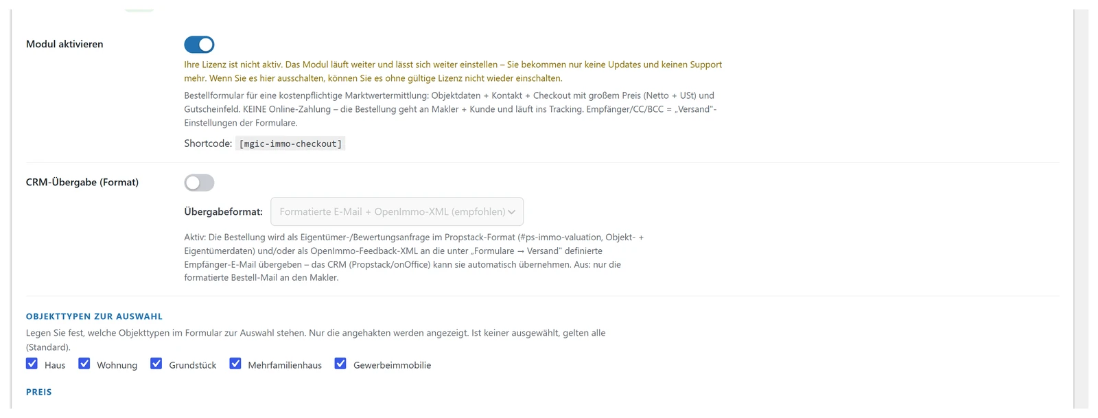 Einstellungen für vollen Gutscheincode und Prozent-Rabatt