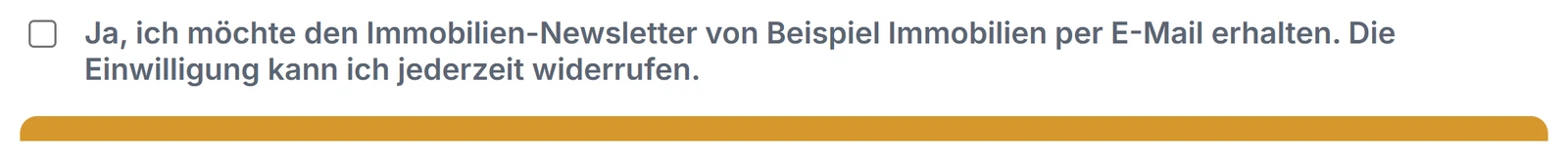 Eigenes Newsletter-Häkchen unter der Datenschutz-Einwilligung einer Objektanfrage